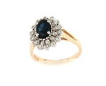 14ct yellow gold dark sapphire and diamond cluster ring