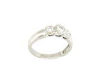 Platinum x3 stone rubover-set diamond ring