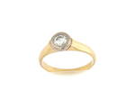 18ct yellow/white gold rub-over diamond solitaire
