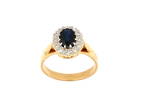 18ct yellow/white gold and platinum sapphire and diamond cluster ring