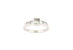 14ct white gold princess cut diamond solitaire ring with shoulder diamonds