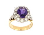 18ct yellow and white gold amethyst and diamond ring