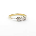 18ct yellow gold and white gold three diamond set vintage ring